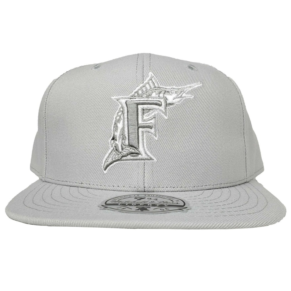 Florida Marlins Mitchell & Ness MLB Fitted 7 3/4 Liberty Fit Hat Cap Gray NWT